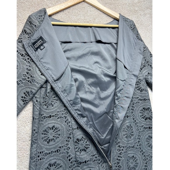 Adrianna Papell Gray Lace Cocktail Dress Party Career Size 12 Crochet Career - Picture 10 of 13